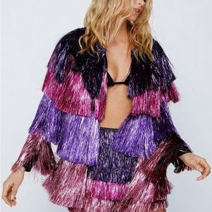 Nasty gal metallic fringe jacket and shorts